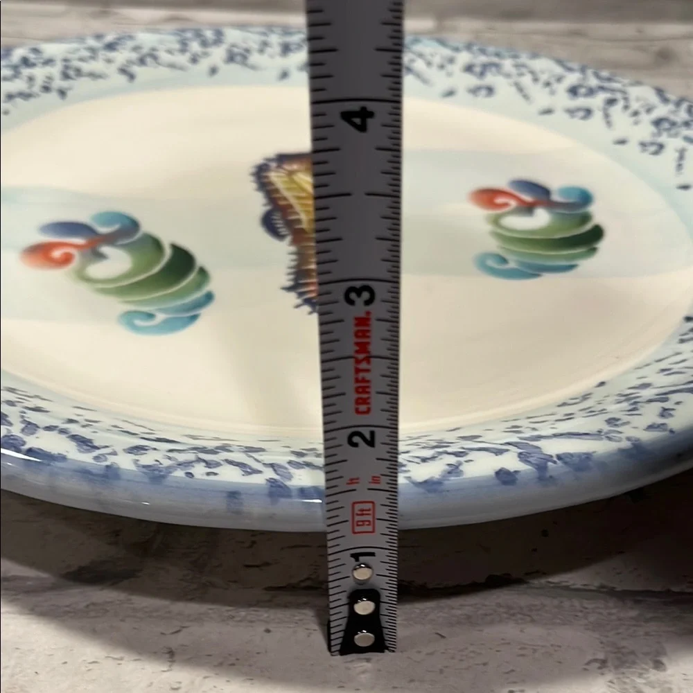 Ceramica Italy Seahorse Decorative Plate with Blue Accents 12 inch